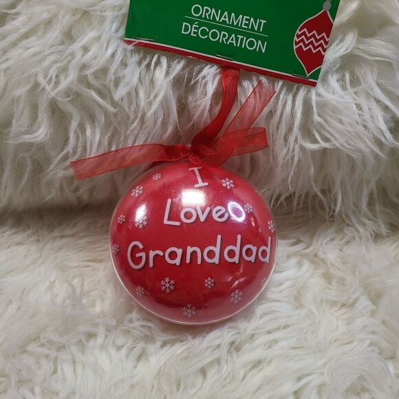 None Other - NWT "I Love Granddad" Red & White Bubble Ornament